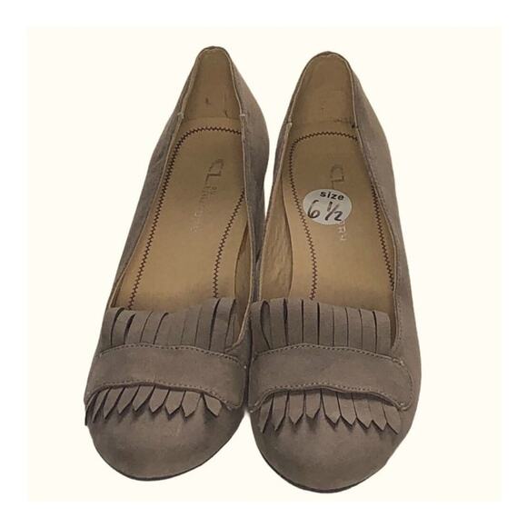 Chinese Laundry Anete Taupe Fringe Block Heel Pumps Size 6.5 Suede Boho Chic - Picture 15 of 16